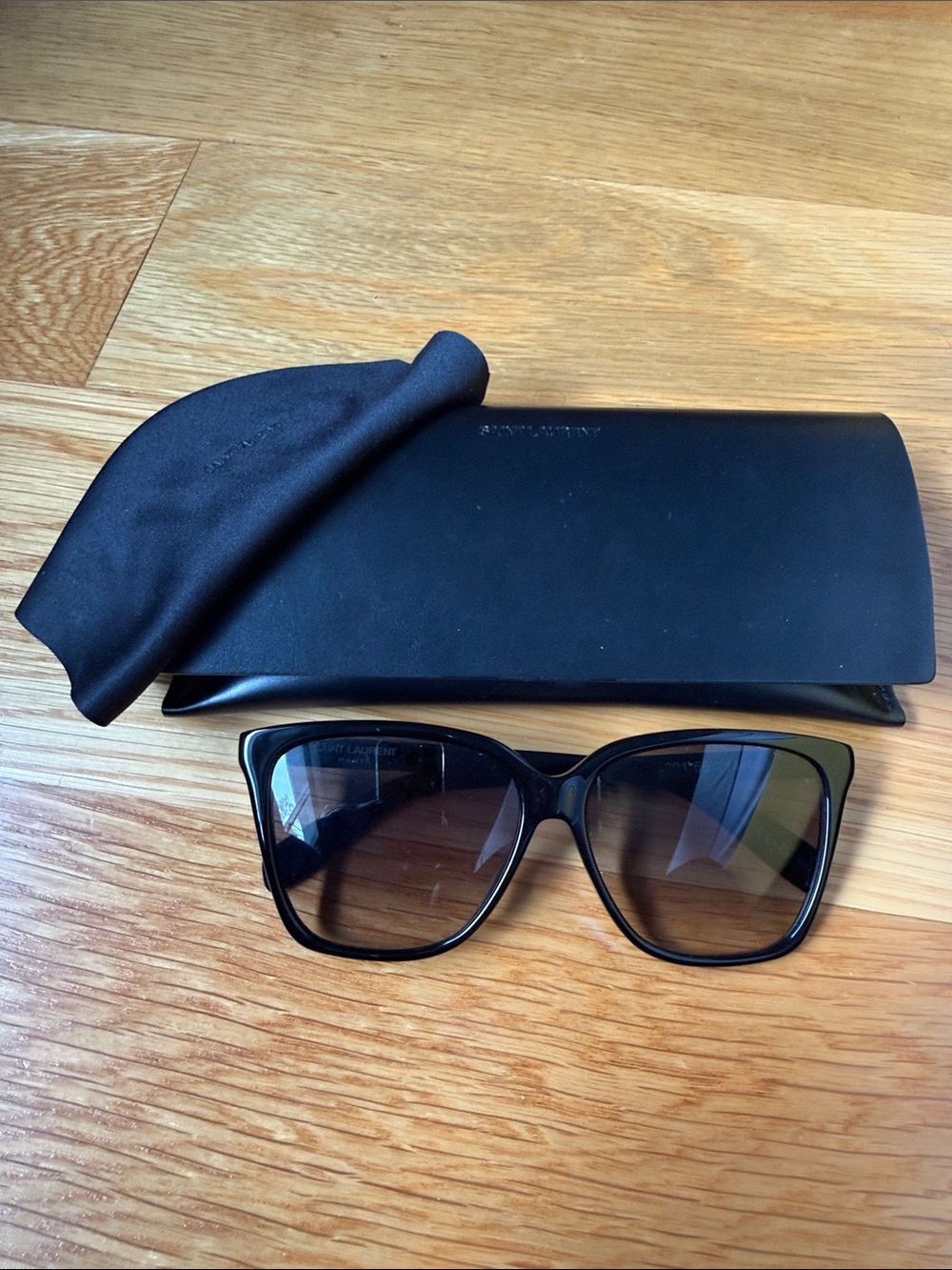 Saint Laurent Black Sunglasses with black Gradient Lenses and Case